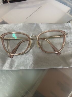 Longchamp Clear Pink Cat-Eye Women's Eyeglasses with Gold Accents